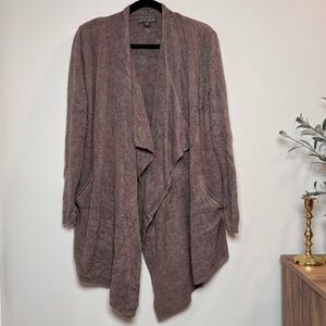 Barefoot Dreams Brown S/M Cozychic Lite Island Wrap Open Front Cardigan Cozy